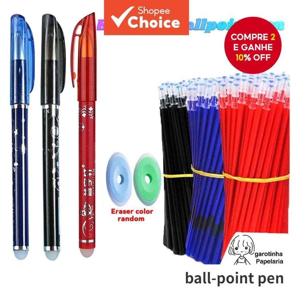 Conjunto De Canetas De Gel Apagáveis De 33 Peças-2 , 30 Núcleos De Reposição , 1 Borracha , Caneta Esferográfica De 0.5 