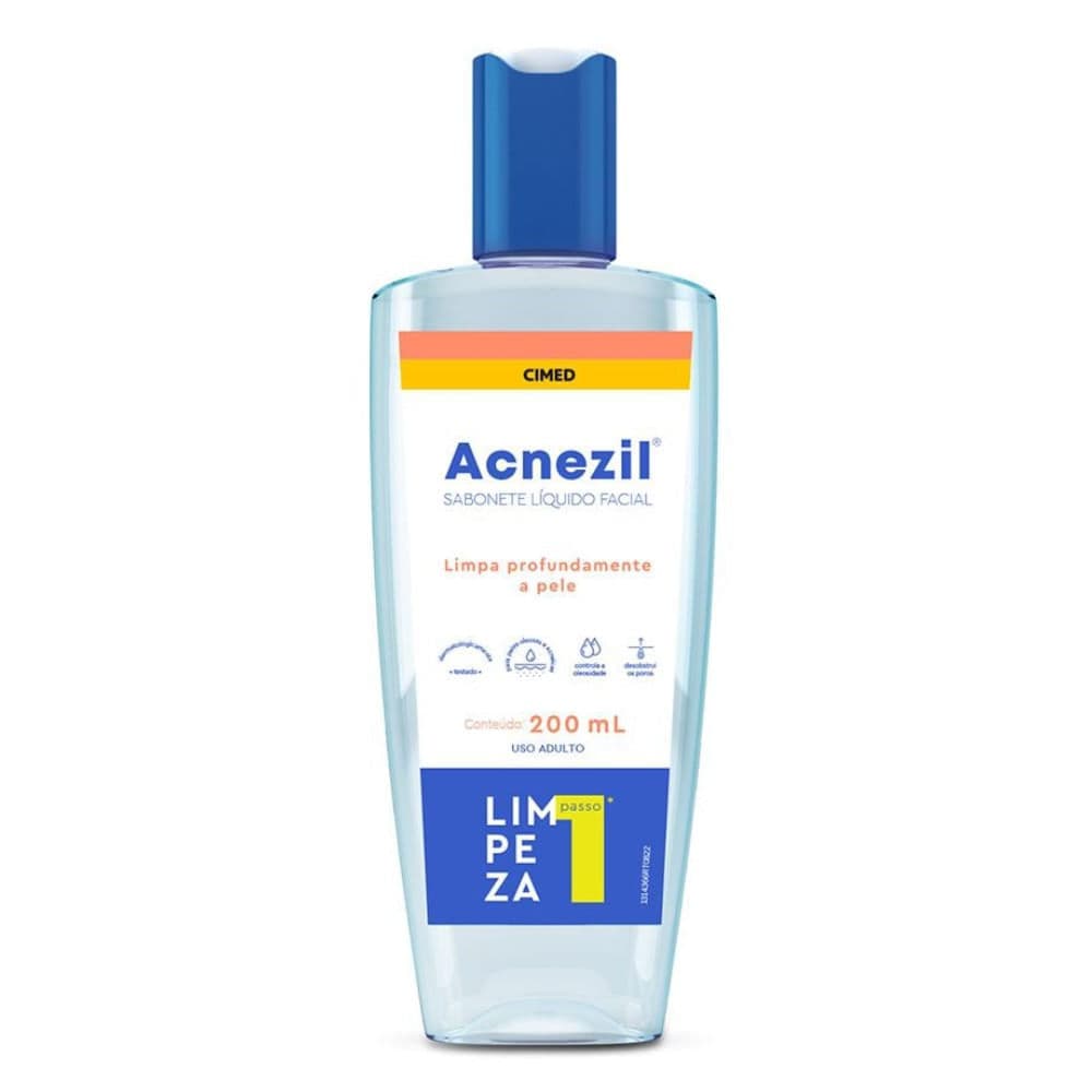 Sabonete Líquido Facial Acnezil Limpeza Passo 1 Com 200ml
