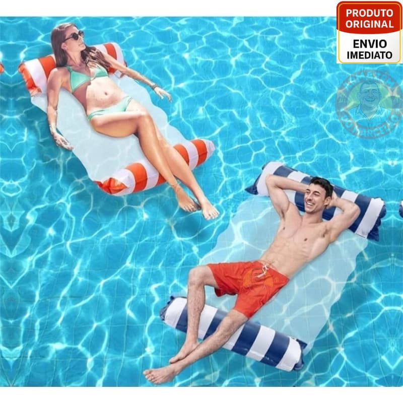 Rede Bóia Flutuante Piscina Cama Inflável Colchão Reclinável