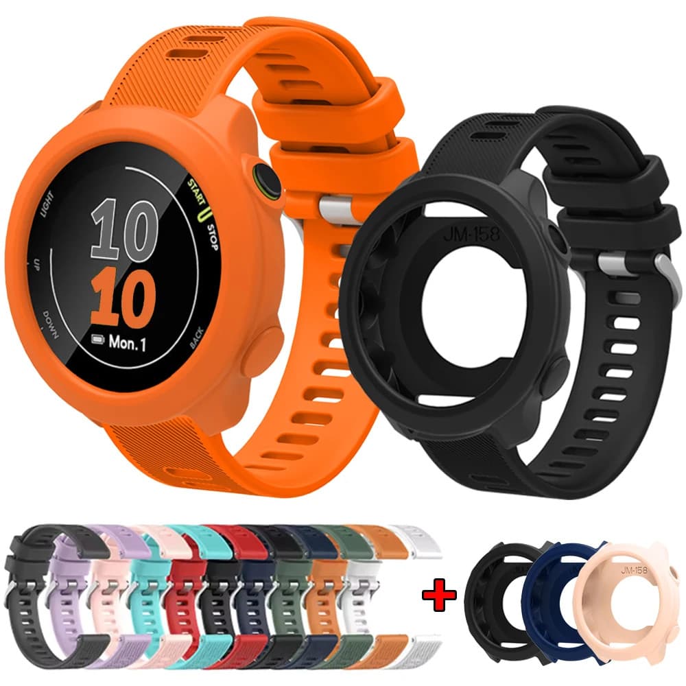 Pulseira De Silicone + Capa Para Garmin Forerunner 158 55 Smartwatch Relógio Macia E Acessórios De