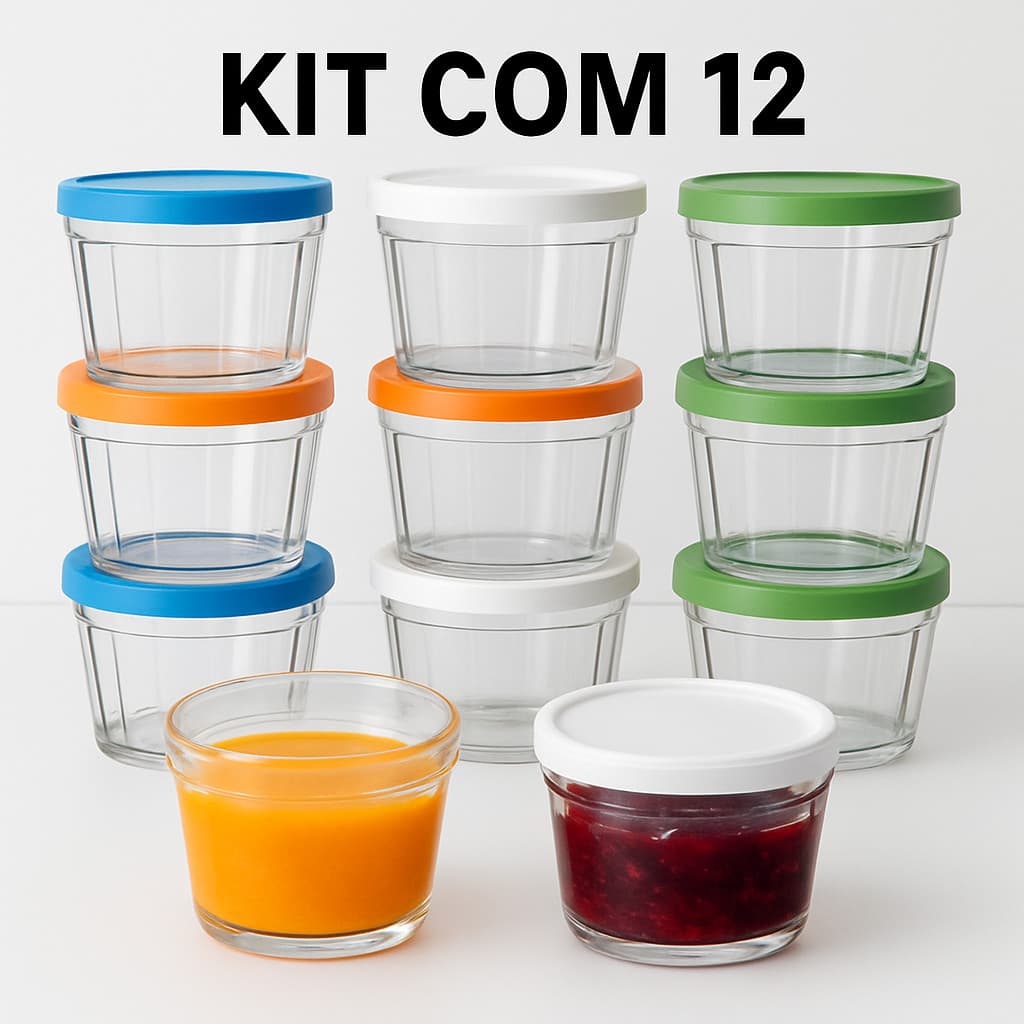 Kit 12 Tigelas Americano Com Tampa Marinex Pote 150ml - Nadir Figueiredo