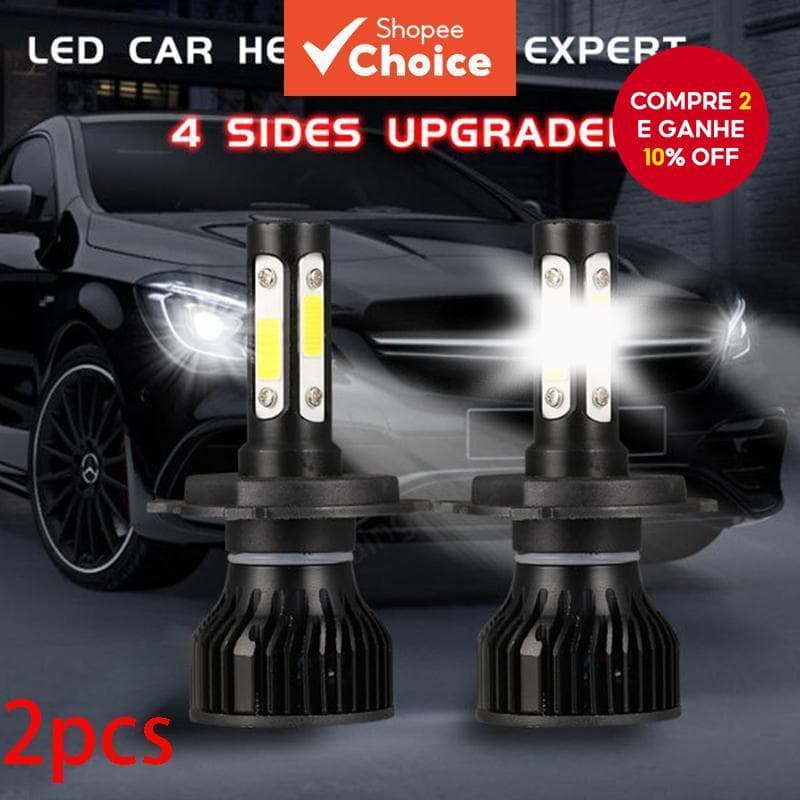 2 Pçs Novo 4 Lados H4 H7 Carro LED Faróis H8 H11 9005 HB3 9006 HB4 H13 Kit De Lâmpadas De Luzes Automáticas