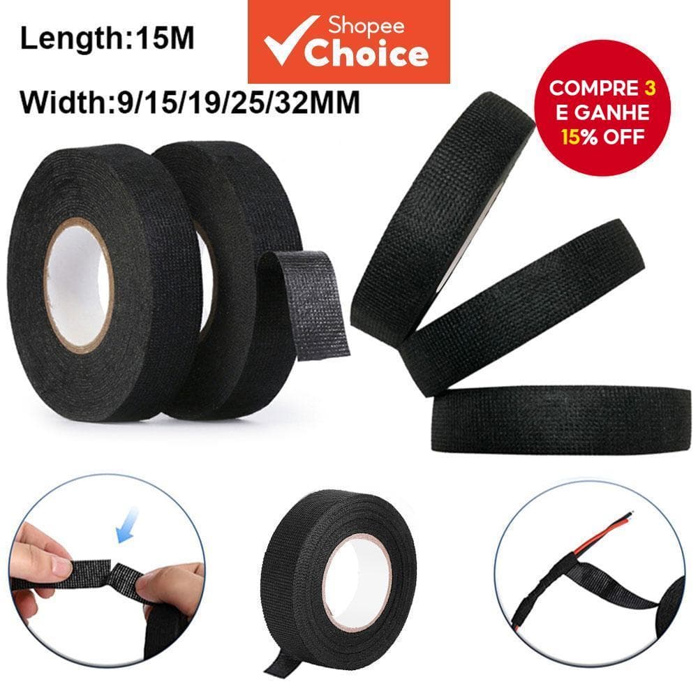 Fita De Pano À Prova D'água , Isolamento Durável , Forte Adesão , Rolo De 15m Para Reparos Elétricos De Fiação De Carro 