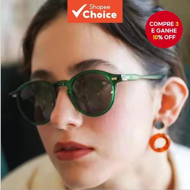 Óculos De Sol Redondos Vintage Para Mulheres E Homens-Grife UV400 De Armação Pequena