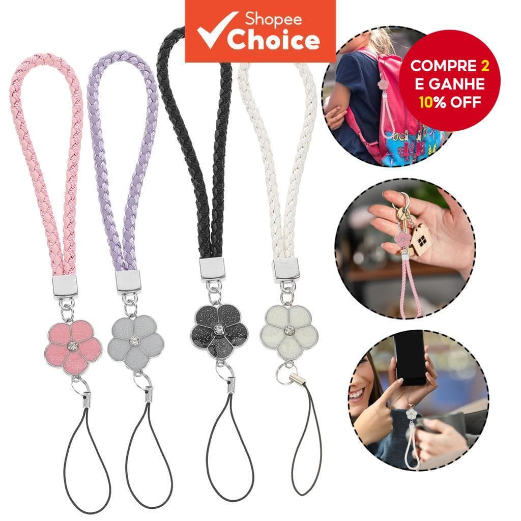 Cordão De Pulso Floral-Borboleta-DIY Feito À Mão Com USB E Chaveiro-Estilo Verão Anti-Queda