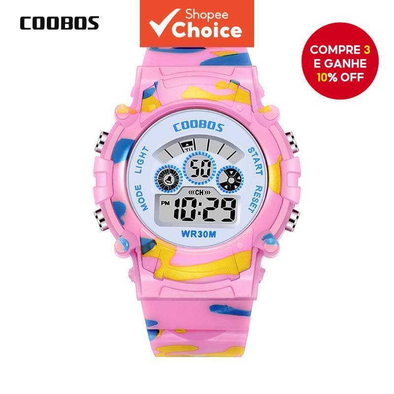 Relógio De Pulso Coobos Para Crianças Digital Com Display Luminoso À Prova D'água Meninos E Meninas