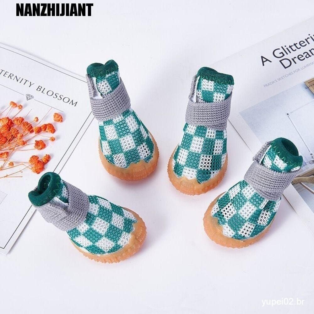 4 Unidades/Conjunto Sapatos Respiráveis Para Cães De Estimação , De Malha Macios Antiderrapantes Cachorros ,