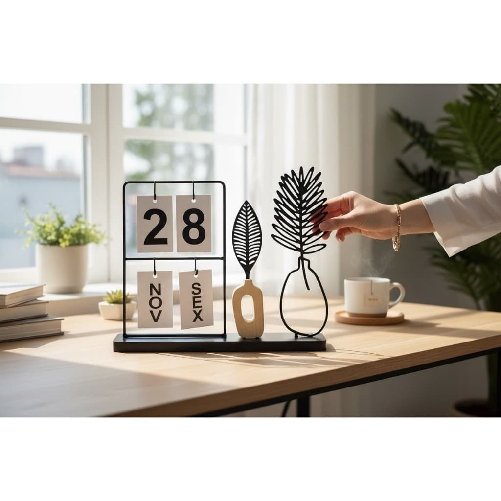 CALENDARIO DECORATIVO EM METAL E MDF 27CM