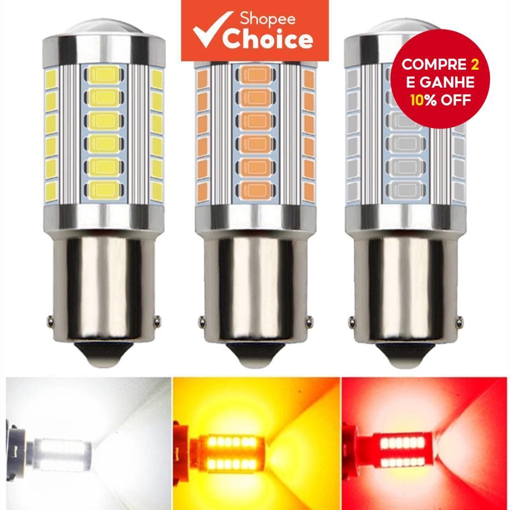 1 PCS PY21W P21/5W 1156 1157 LED Lâmpada Para Carro Ba15s Bay15d 12V 33SMD 7000K Branca