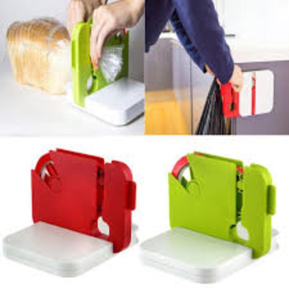 Lacradora Sacolas Alimentos Seladora Manual Metal Com Suporte Cortador