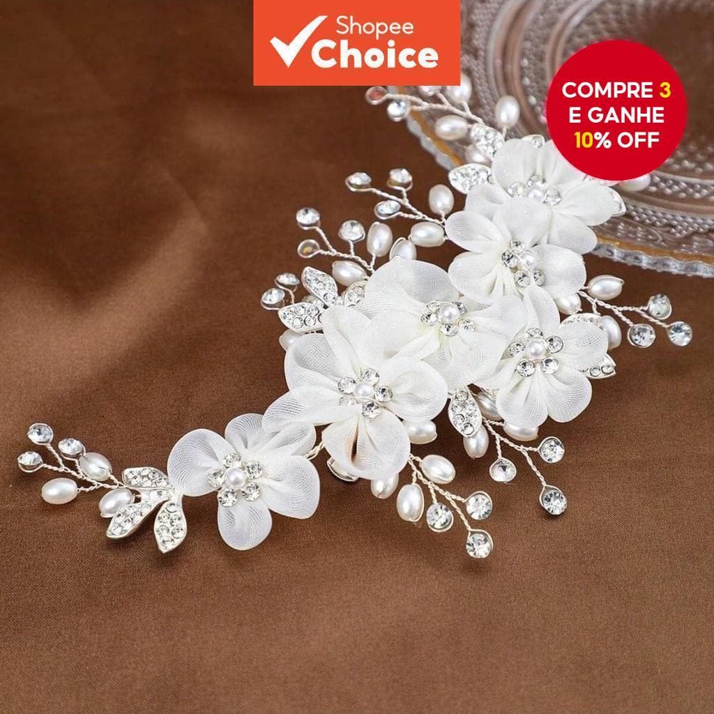 Novo Grampo de Cabelo de Flor de Pêra Falsa com Strass Acessórios de Cabelo para Noiva em Casamento