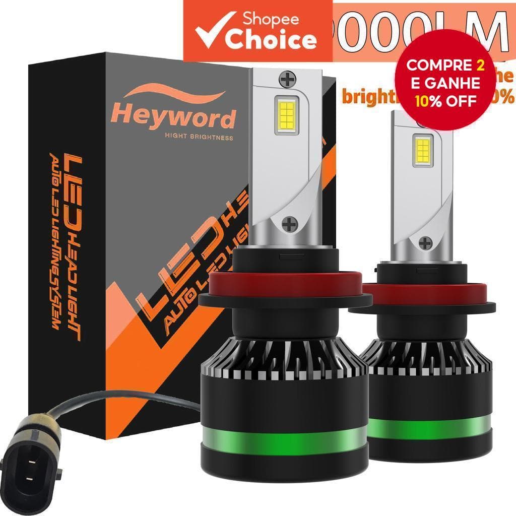 Heyword 2 Peças Farol De Carro H4 H7 Led H11 9005 9006 H1 Lâmpadas Automotivas 16.9W 26000LM Lâmpada 6000K 12V De