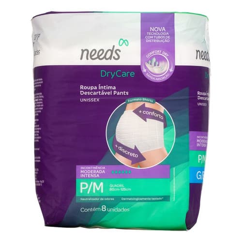 Roupa Íntima Descartável Incontinência Needs Pants P/m 8 Un