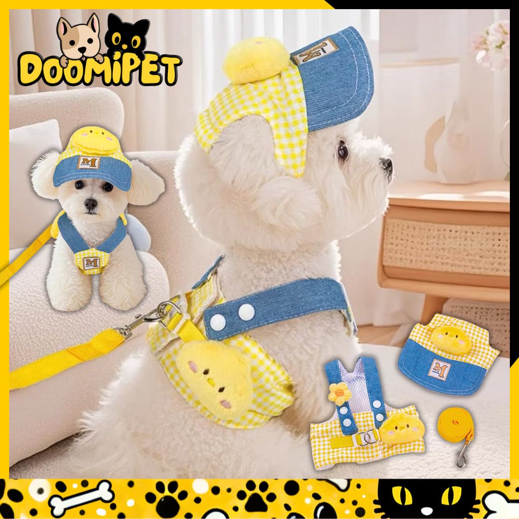 Kit 3 em 1 Peitoral + Guia + Chapéu para pet