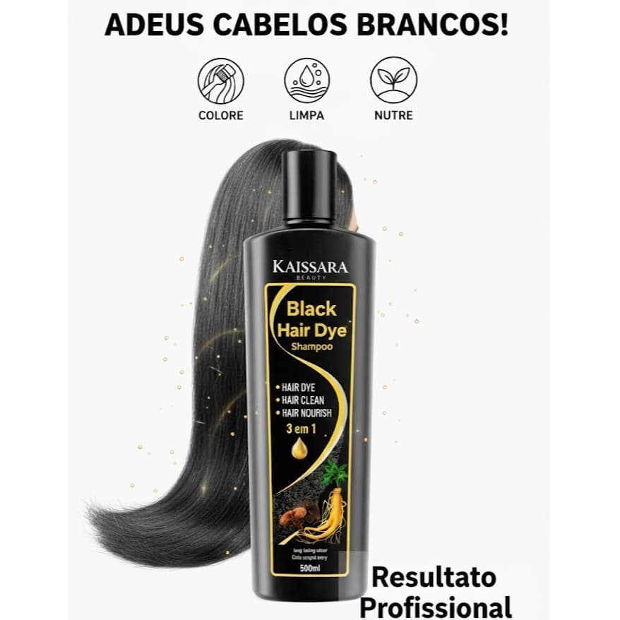 Shampoo Tonalizante Preto Grande 500 Ml Kaissara - Tintura - Preta Para Cabelos