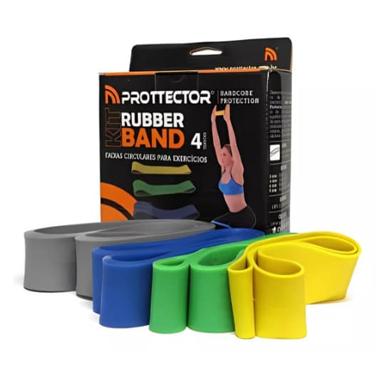 Kit 4 Tensões Faixa Elástica Rubber Band Academia Prottector
