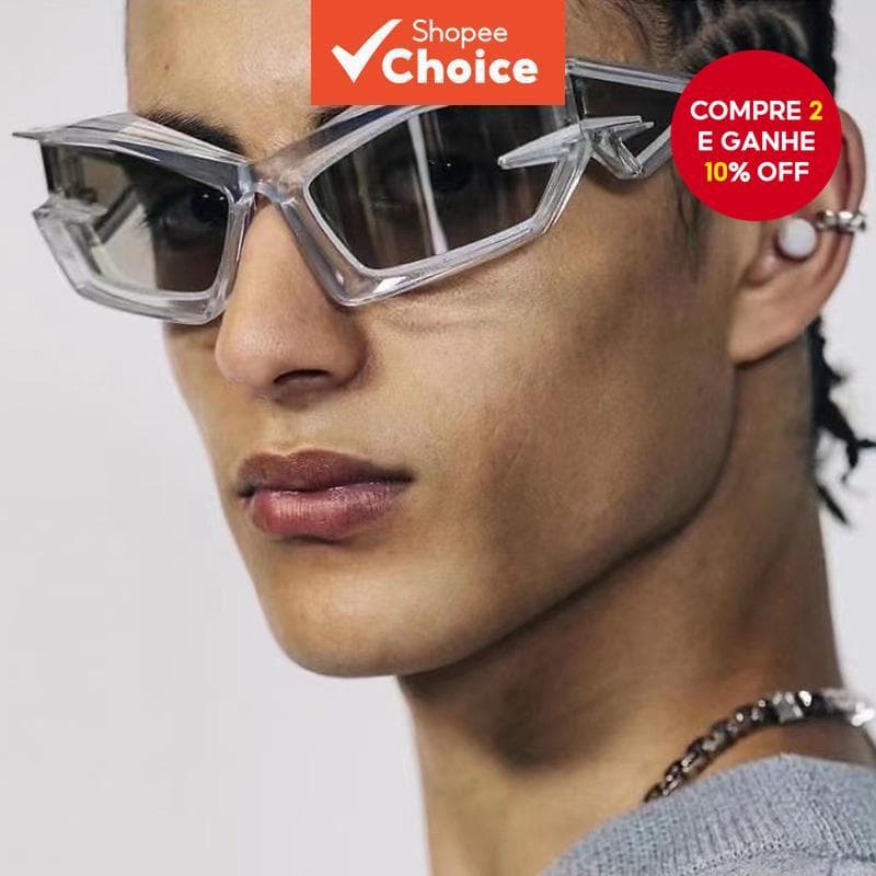 Nova Moda Futura Tecnologia Óculos De Sol Espelho Vintage Punk Feminino Hip Hop Tons