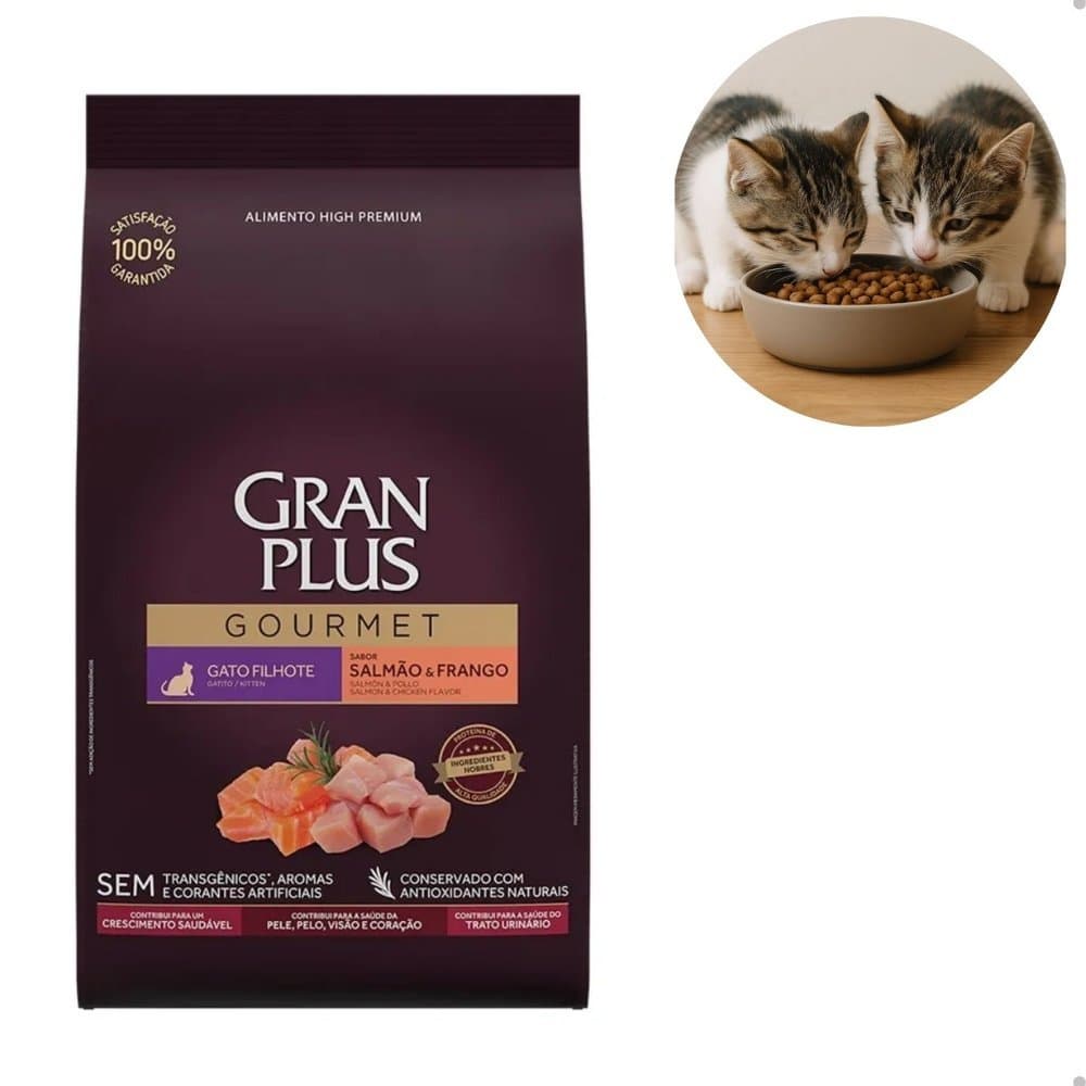 Ração GranPlus Gourmet Gatos Filhotes Salmão e Frango 10,1 Kg