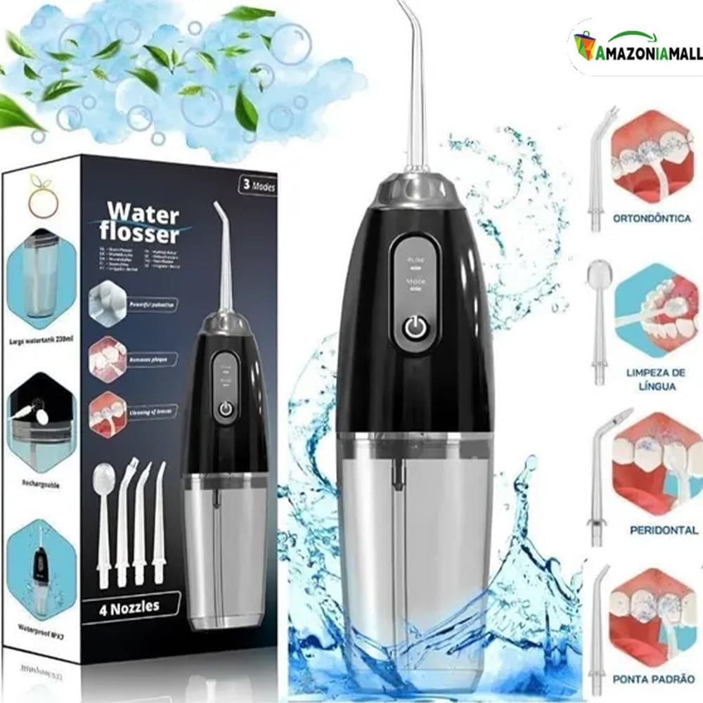Irrigador Oral Water Flosser Recarregável - Sem Fio e Portátil com Bateria Durável