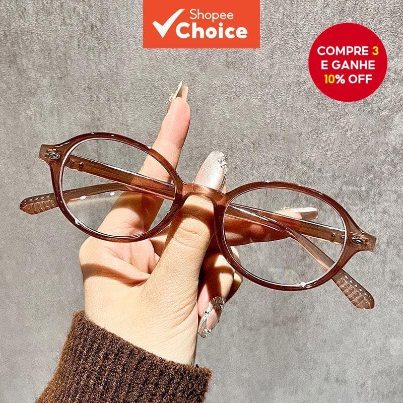 Óculos Ovais Coreanos Retrô Femininos Com Bloqueio De Luz Azul E Armação Leve Para Escritório/Comutação ​