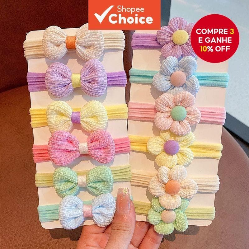 Laços De Cabelo Elásticos Altos Para Crianças , Faixas De Toalha Macia Rabos De Cavalo Suaves , 6 Peças