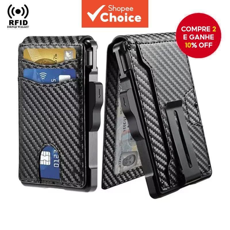​ Carteira Pop-Up Com Bloqueio De RFID Masculina-Porta-Cartões De Metal Luxuoso Clipe Para Dinheiro E Capa Minimalista