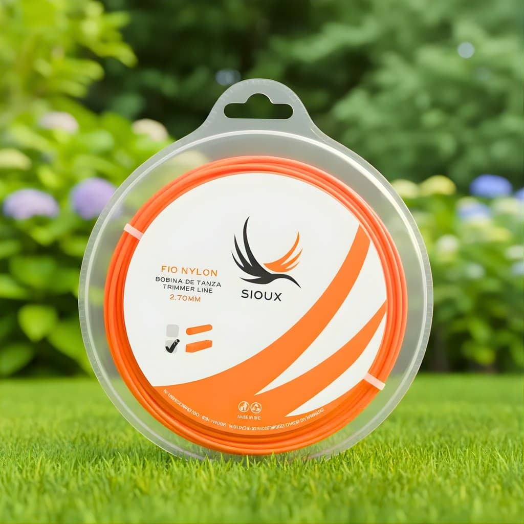 Fio Nylon 2.7mm 50m Quadrado Laranja P/ Roçadeira Profissional Alta Resistência Durabilidade Premium