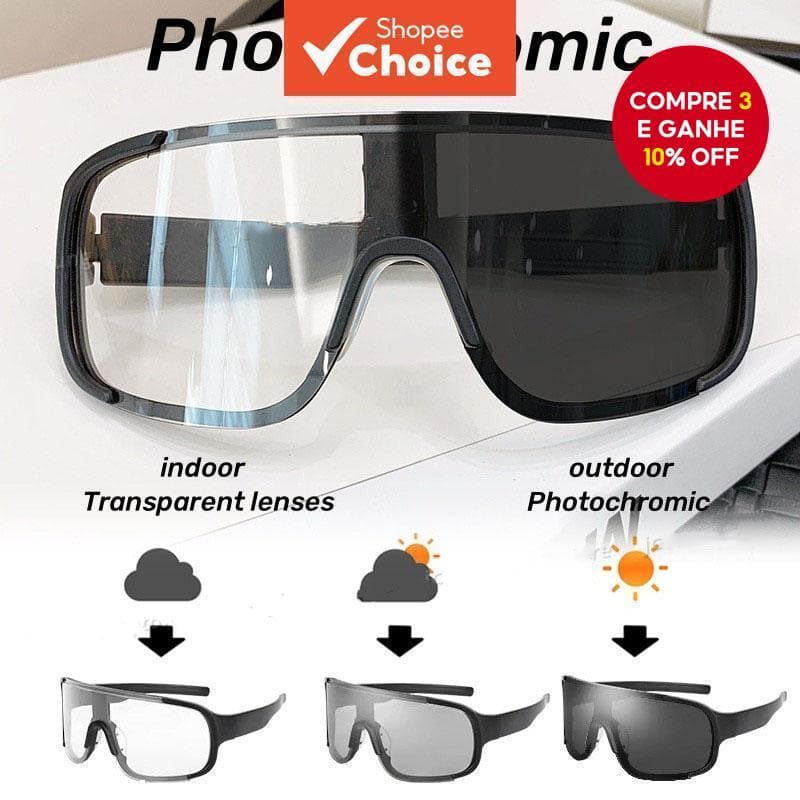 Óculos De Sol Fotocromáticos Unissex Para Ciclismo Com Proteção UV Leve Mountain Bike , Corrida E Urbano