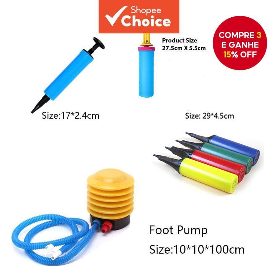 Balão Bomba De Ar Inflator Plástico DIY Mão Pé Cor Aleatória Adequado Para Quatro Estações