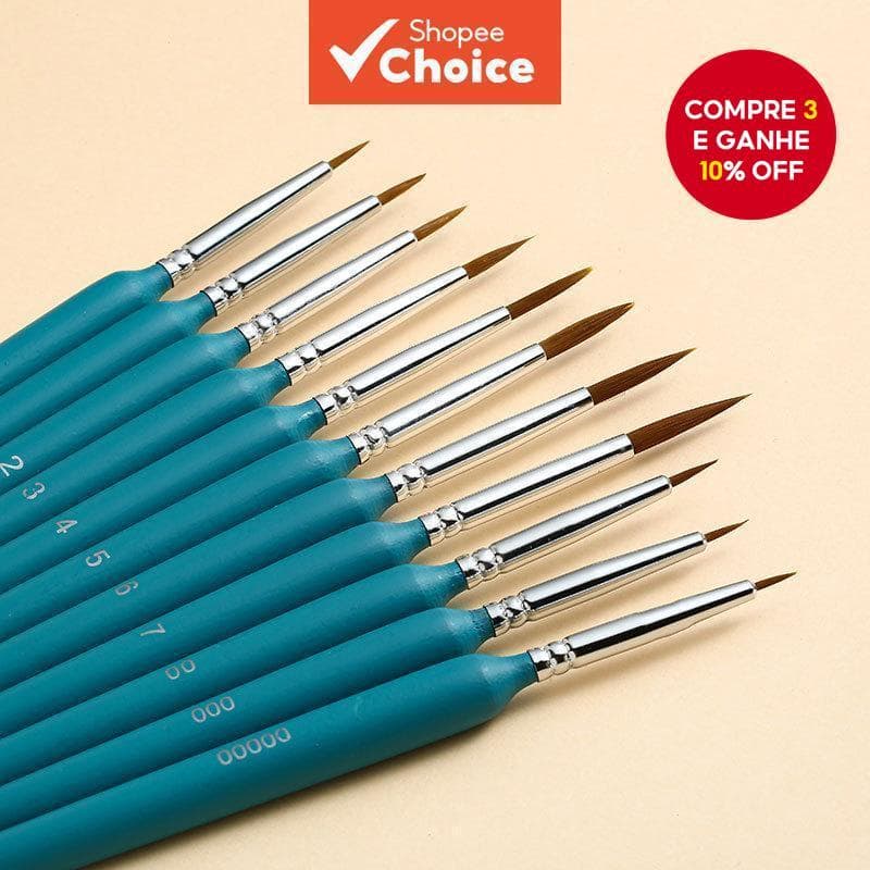 11 Pçs Mini Gancho Linha Pincéis Aquarela Óleo Guache Arte Pintura Pintados À Mão Artistas Escova Conjunto