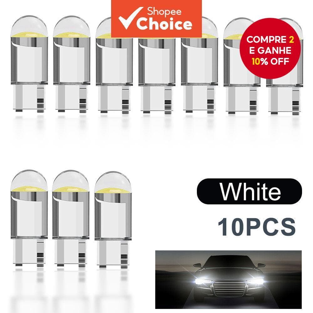 10 Pcs T10 W5W 168 501 2825 COB LED Lâmpada Para Porta Lateral De Estacionamento Em Cunha De Carro