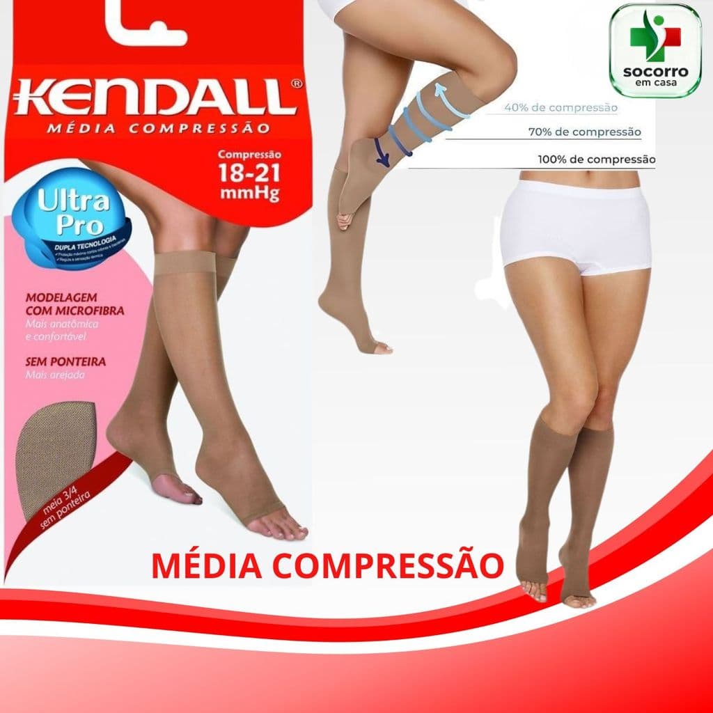 Meia Calça Kendall 3/4 Feminina sem Ponteira Média Compressão 18-21 mmHg Mel Original