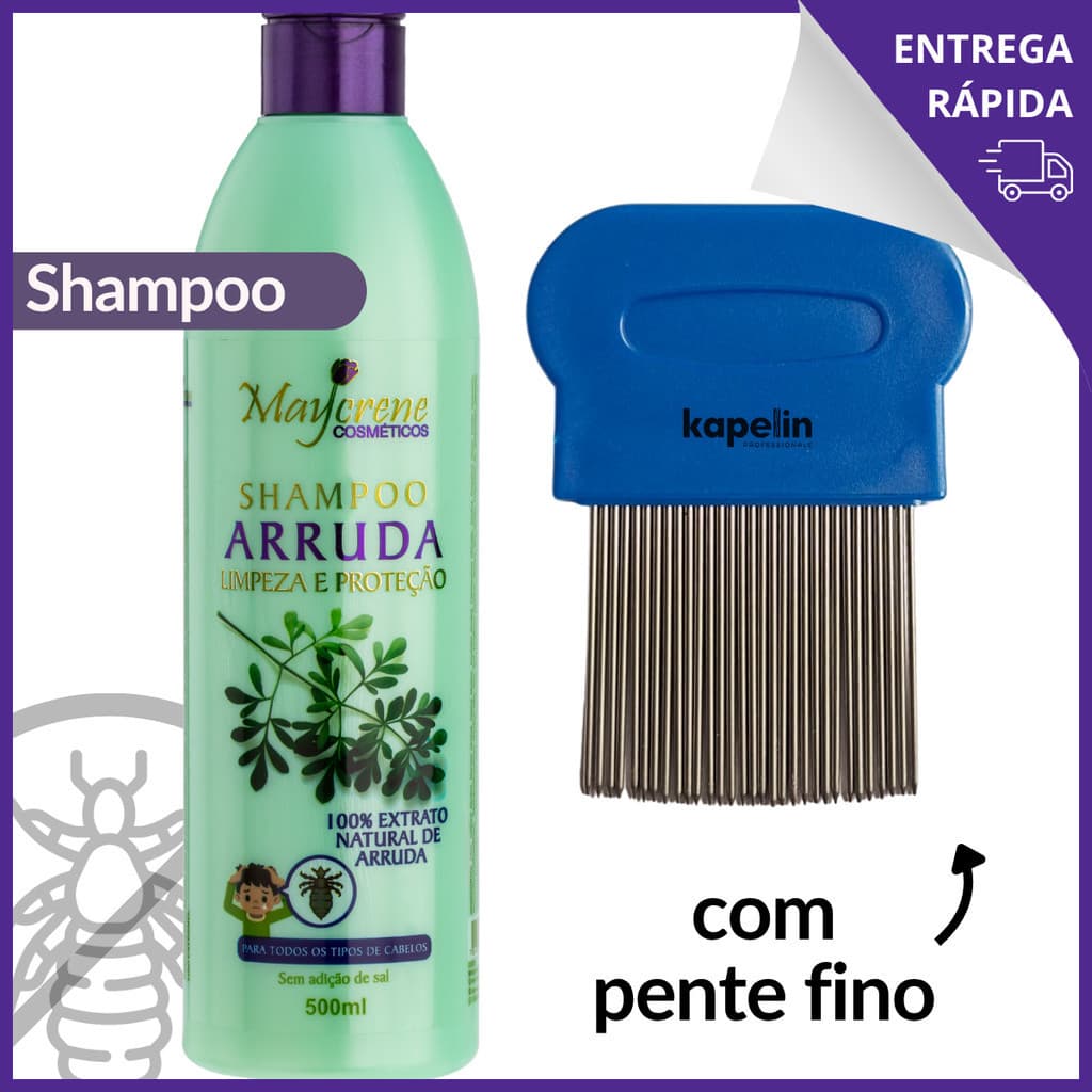 Shampoo De Arruda Para Piolho E Lêndeas + Pente Fino De Aço