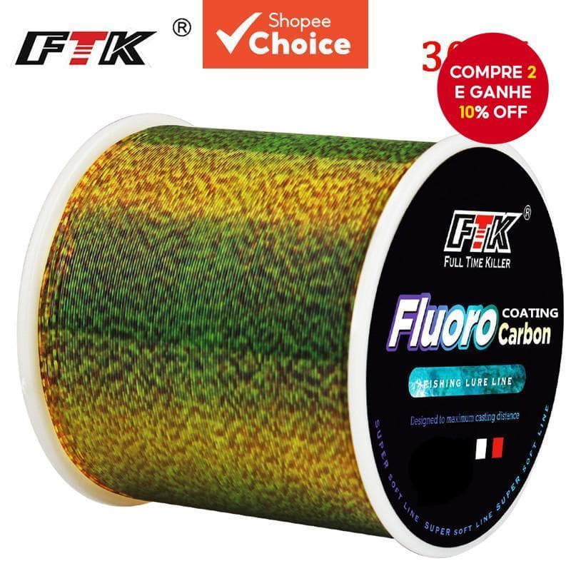 FTK 300M Linha Líder de Monofilamento de Fibra de Carbono com Revestimento de Fluorocarbono para Pesca de Carpa
