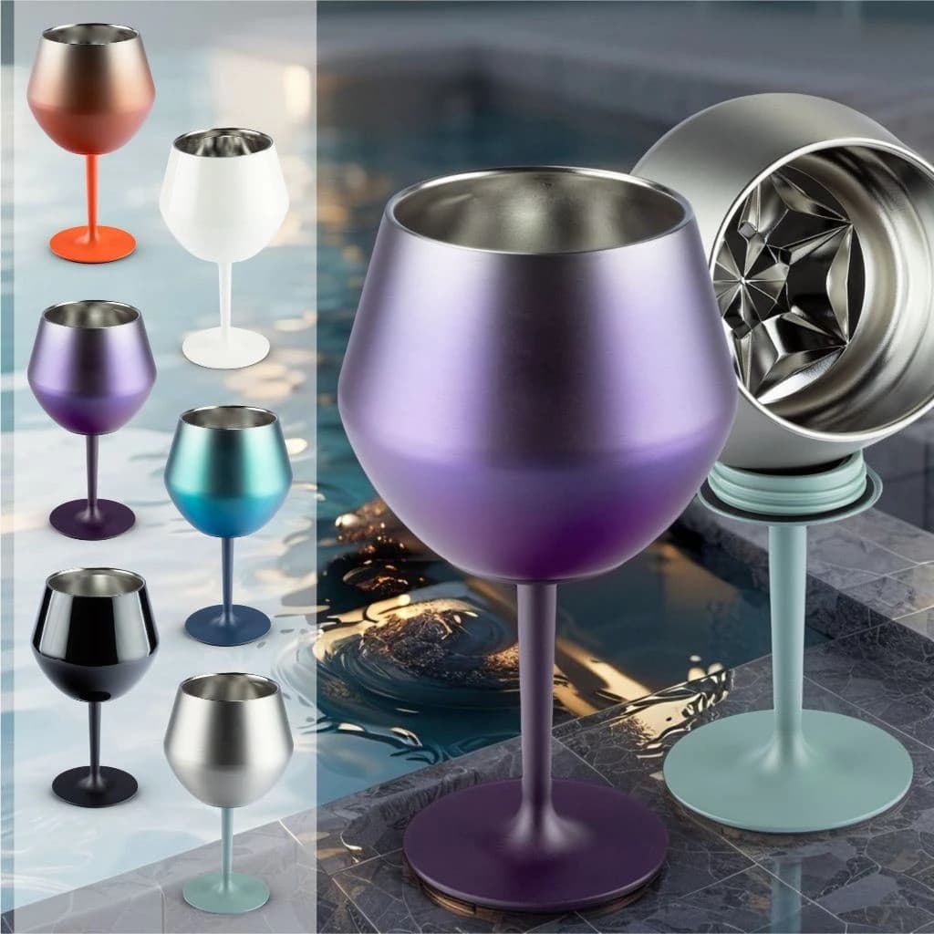 420ML Taça Copo Térmico De Aço Inoxidável 2 Em 1 Para Gin Vinho Drink Bebidas 14oz(Sem Tampa e Canudo)