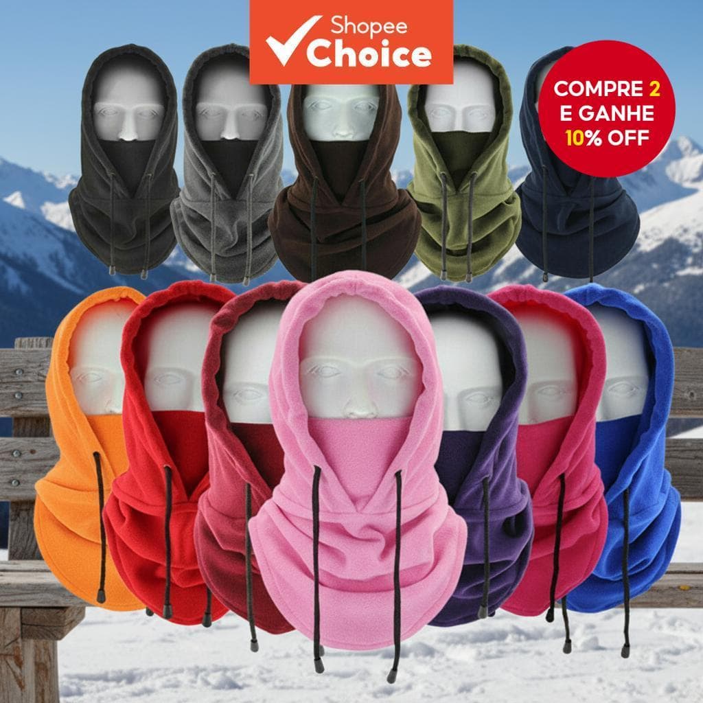  Cachecol com Capuz para Tempo Frio, Chapéu Esportivo ao Ar Livre, Máscara de Pelúcia para Homens e Mulheres