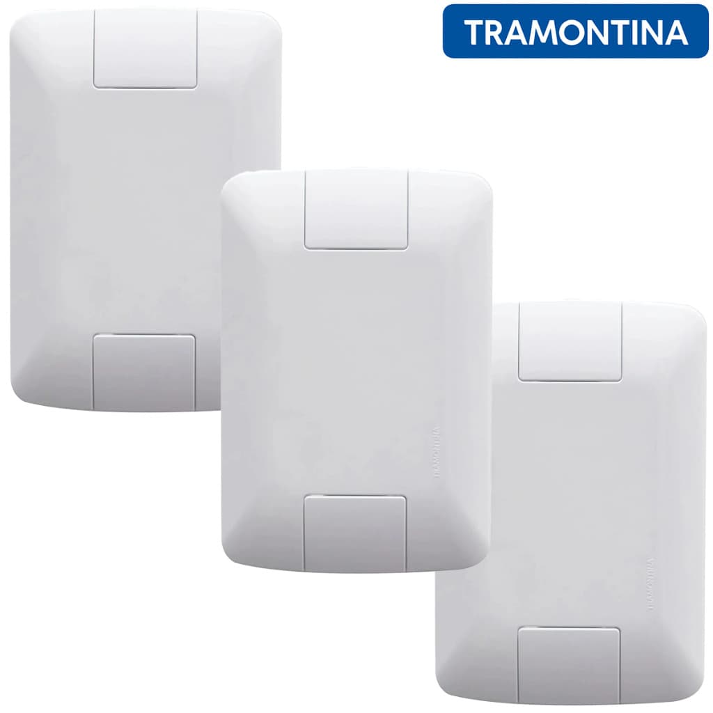 Kit 3 Unidades Placa Cega Espelho Para Parede 4x2 Tramontina Aria Branca 57203001