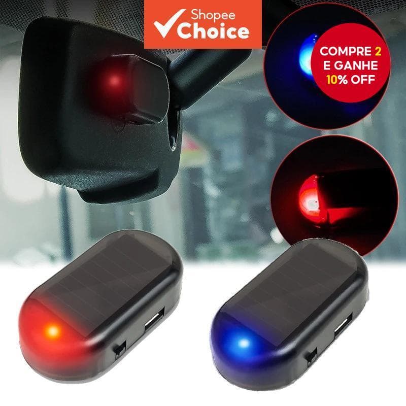  Luz de Alarme de Carro Solar Powered + USB LED Piscante de Imitação Falsa de Segurança Sem Fio Simulada Alerta