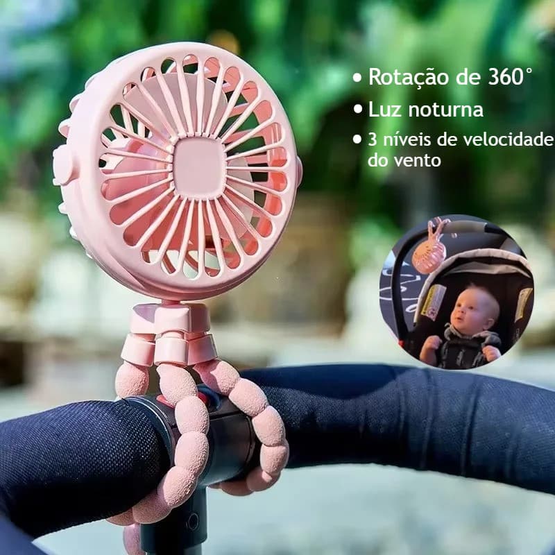 Mini Ventilador Portatil Infantil USB Recarregavel Ajustável 3 Velocidades, Potente Silencioso para Mesa, Carro,Viagens