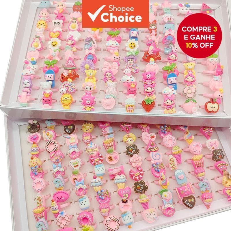 50 Pçs/Lote Fábrica Atacado Estilo Mix Criança Anéis De Dedo Festa Quente Jóias Adorável Design Aberto Todos Os Jogos An