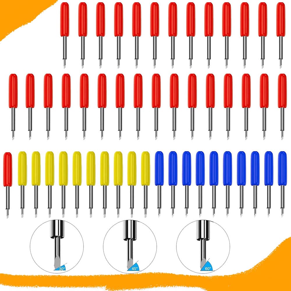 50 Peças lâminas de corte, 10 lâminas de corte rasas a 30°, 30 lâminas padrão 45° e 10 lâminas de corte profundo de 60°