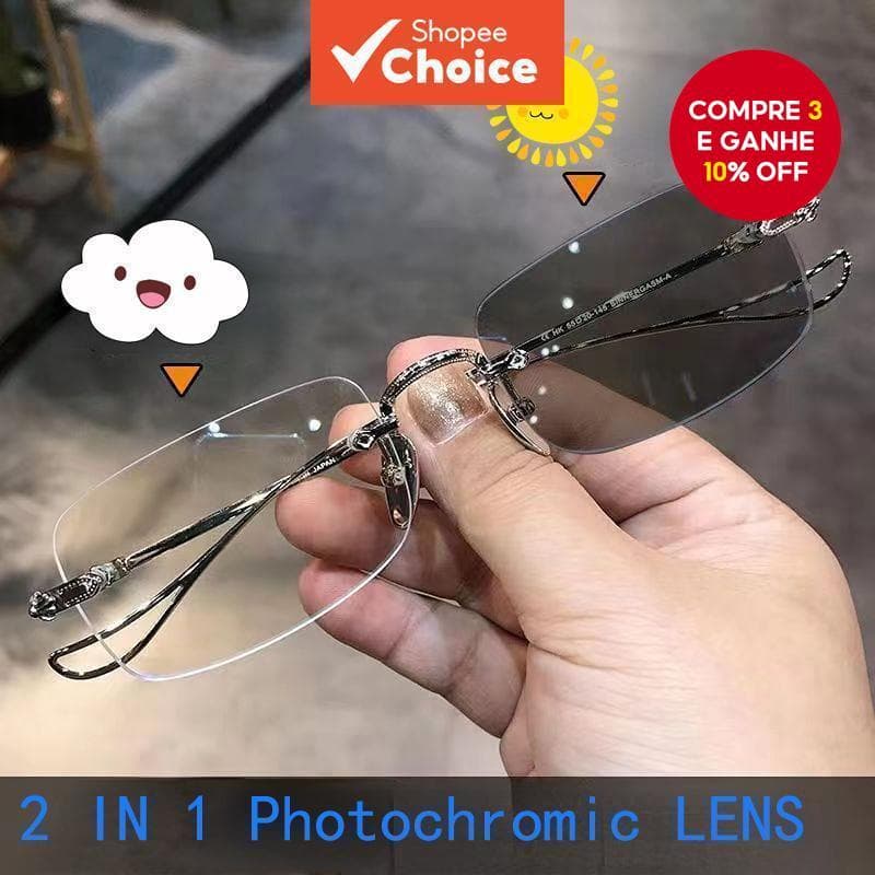 Óculos Fotocromáticos Sem Aro-Anti-Luz Azul E UV400 Para Homens Mulheres | Y2K Retro Uso De Computador