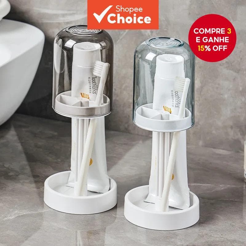 Casa À Prova De Poeira Copo De Lavagem Pasta De Dentes Titular Com Escova De Membro Drenagem Prateleira