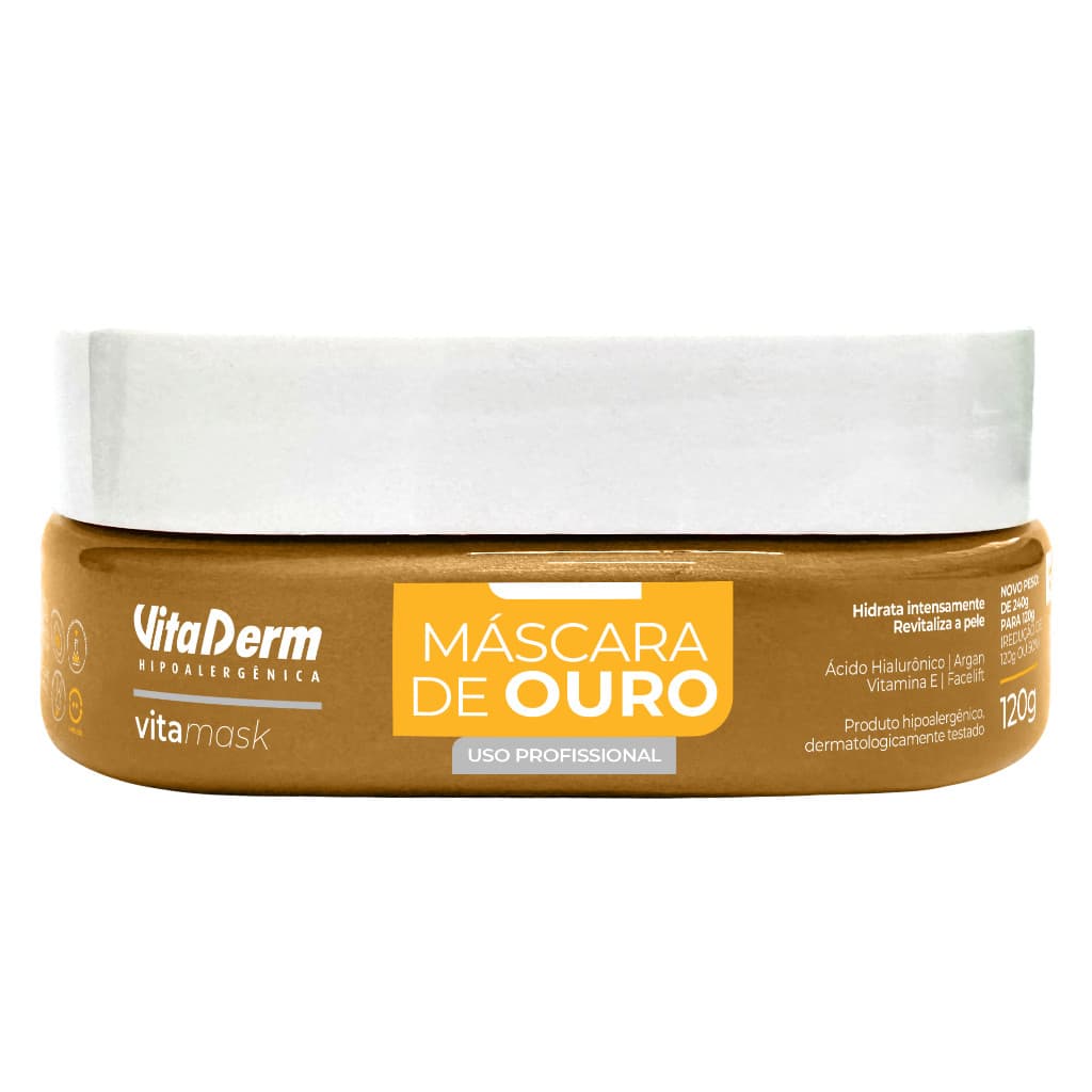 Máscara Facial de Ouro 120g Vitaderm • Lifting • Revitalizante • Ácido Hialurônico + Vitamina E