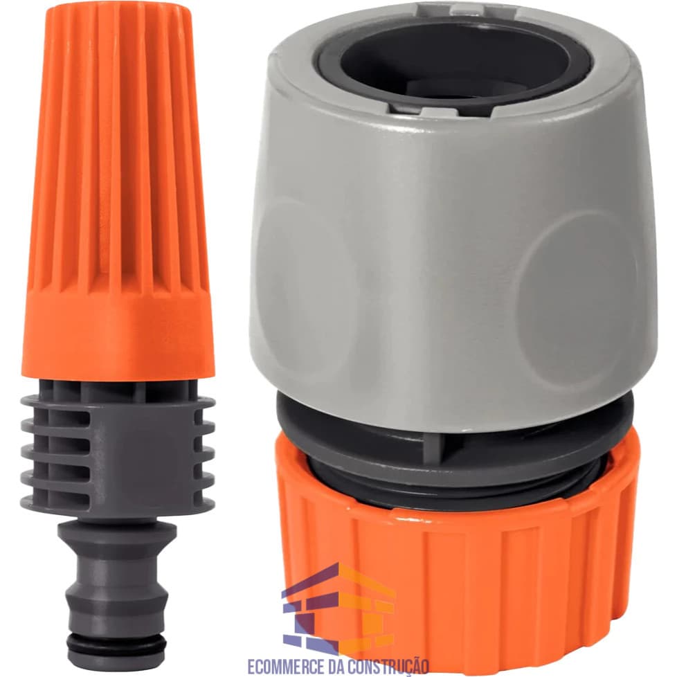 Kit P/ Mangueira 1/2 C/1 Engate Rapido 1/2 + 1 Esguicho Jato Regulável para Engate 1/2 Tramontina