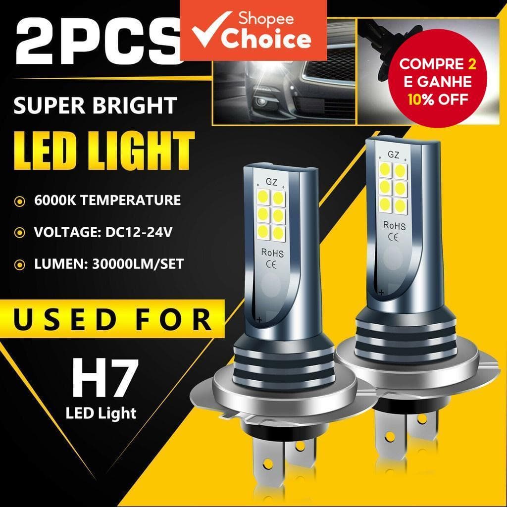 2 Pçs Luzes De Nevoeiro Do Carro Branco Led Luz 6000 K H7 H4 H11 9005 9006 Lâmpadas Peças Reposição Automóvel Iluminação