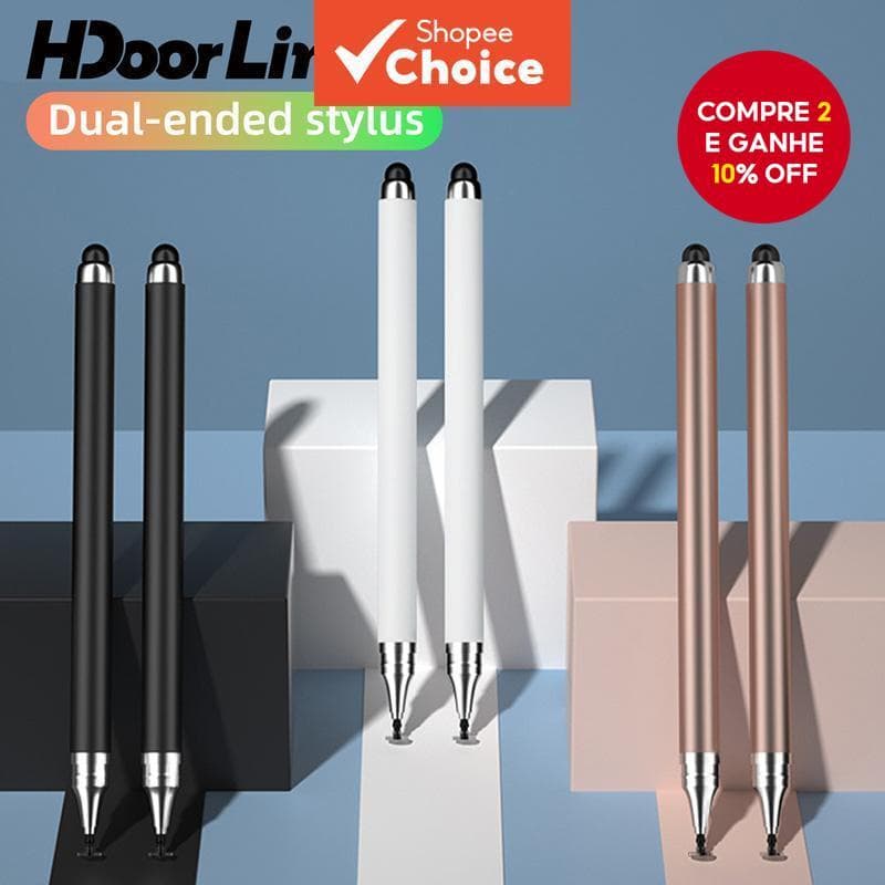 Caneta Stylus Universal 2 Em 1 Hdoolink Para Tablets E Celulares Android/ios, Ideal Para Desenho E toques