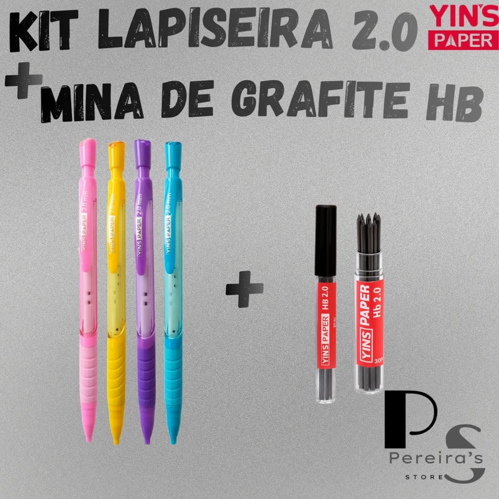 Kit 12 20 Lapiseira 2.0mm com Tubo de Minas Grafite Escrita Precisão Escolar Escritório Material Escolar Profissional