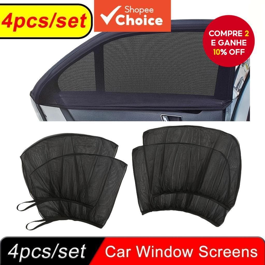  4 peças/conjunto de Telas de Janela Premium para Carro - Protetores Solares para Janelas Dianteiras e Traseiras para