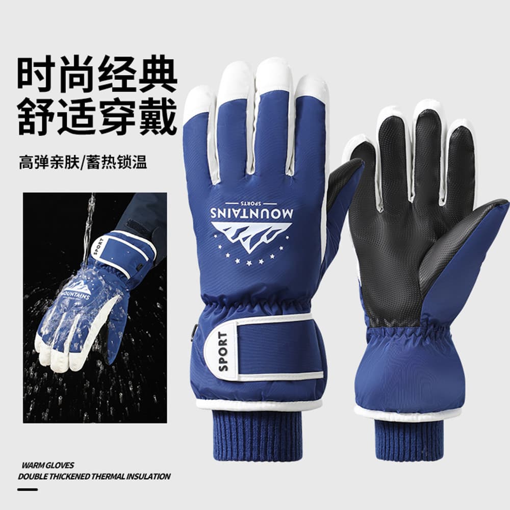 Luvas de esqui forro de lã masculino engrossado à prova de respingos antiderrapante tela sensível ao toque à prova de ve